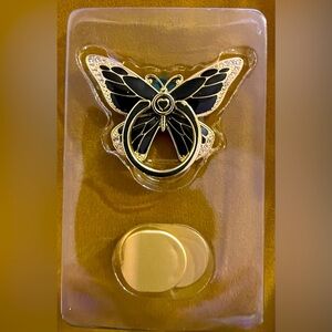 Doflyesky Butterfly Phone Ring Holder in Gold and Black